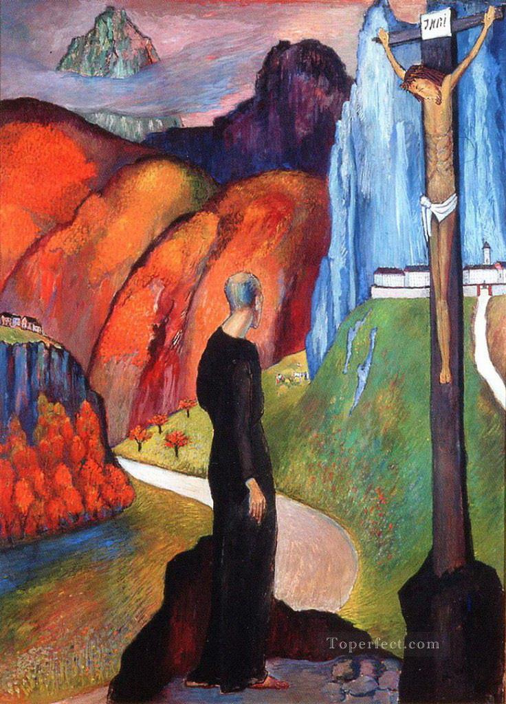 Crucifixion mounts Marianne von Werefkin Expressionism Oil Paintings